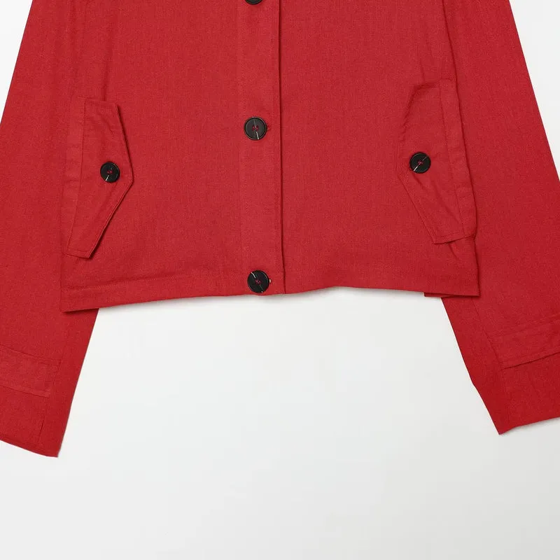 Damen Cropped Übergangsjacke im Field‑Stil mit Stehkragen und Schulterriegeln Drune