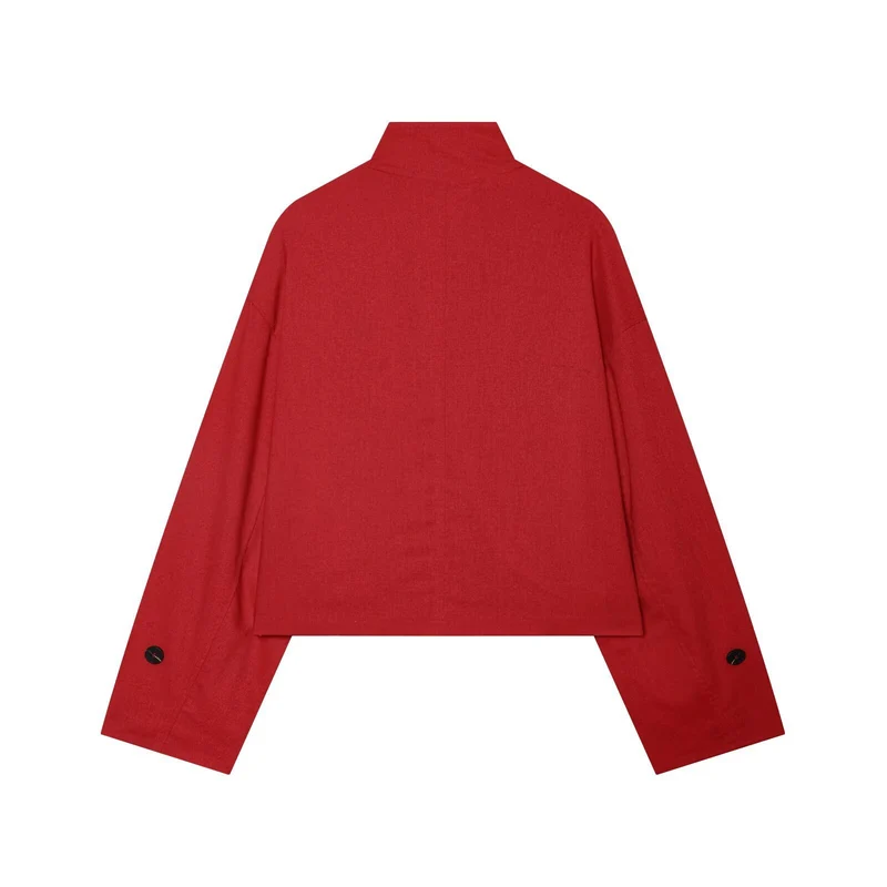 Damen Cropped Übergangsjacke im Field‑Stil mit Stehkragen und Schulterriegeln Drune