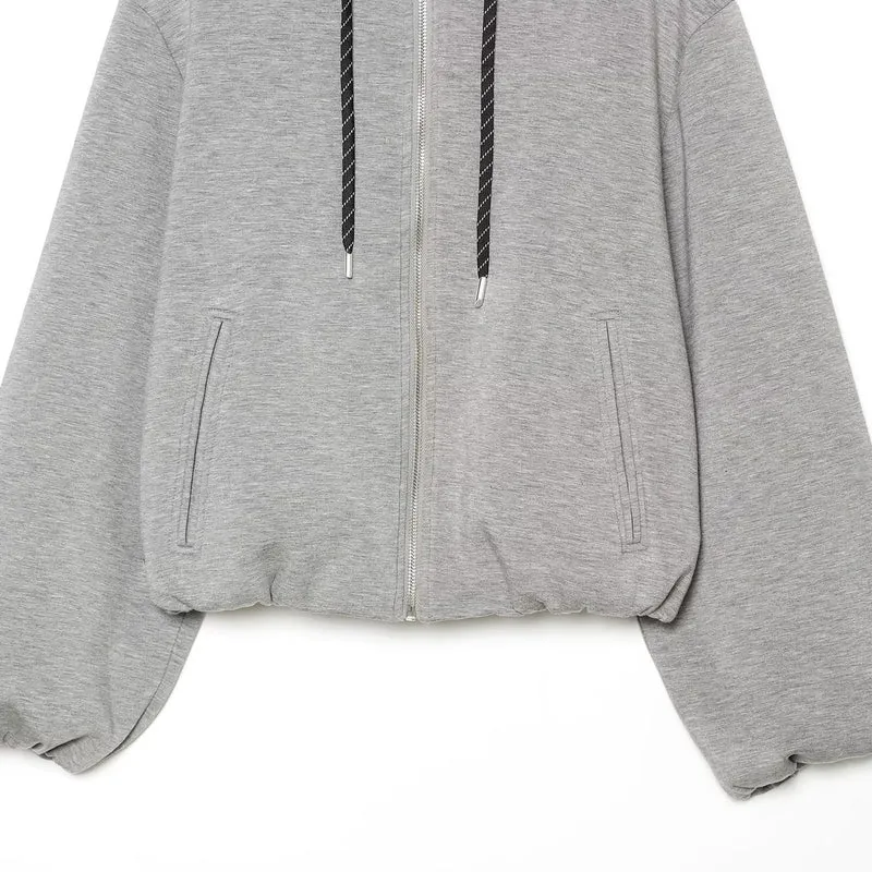 Damen Cropped Kapuzen-Zipjacke mit weitem Oversize-Schnitt Drune