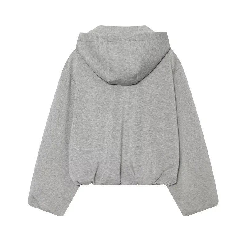 Damen Cropped Kapuzen-Zipjacke mit weitem Oversize-Schnitt Drune