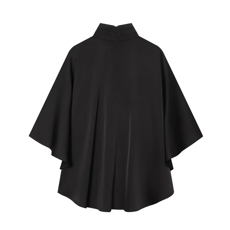 Damen Cape‑Mantel mit asymmetrischem Lagenfall und Stehkragen Drune
