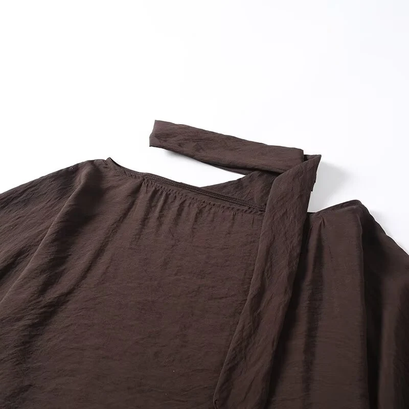Damen Asymmetrisches Poncho‑Cape mit Bindeschal und Ösenbesatz Drune