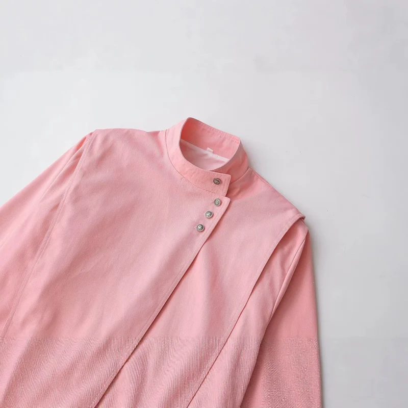 Damen Asymmetrische Kurzjacke mit Stehkragen und überlappender Schulterpasse Drune
