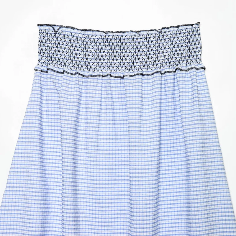 Damen Ärmelloses Maxikleid mit Smokoberteil und floraler Stickerei am Saum Drune