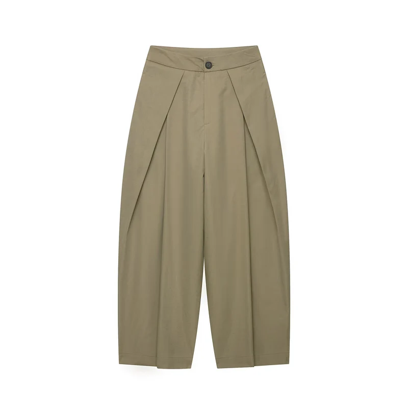 Damen Zweiteiler Kurzcape-Jacke mit Stehkragen und hochtaillierter Plissee-Culotte Drune