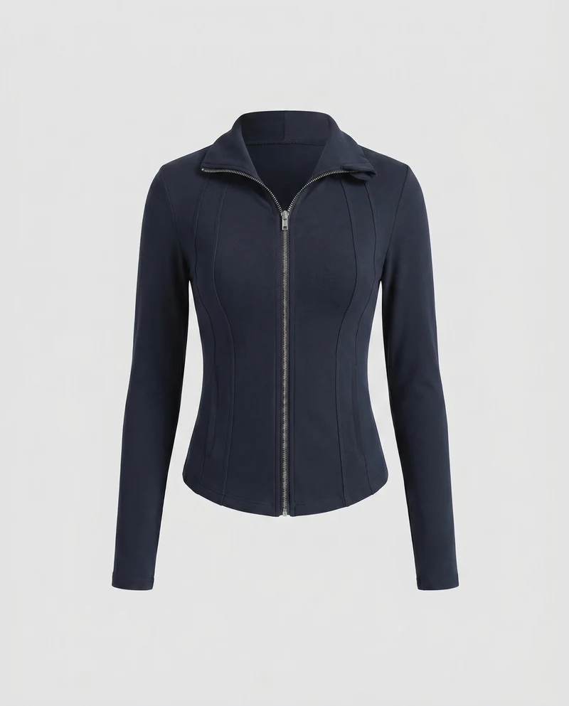 Damen Sportjacke mit innovativem Reißverschluss und figurbetontem Schnitt