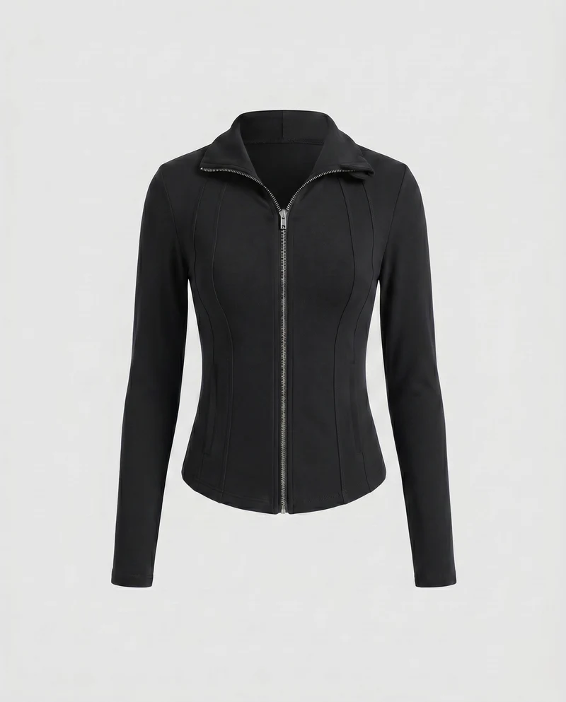 Damen Sportjacke mit innovativem Reißverschluss und figurbetontem Schnitt