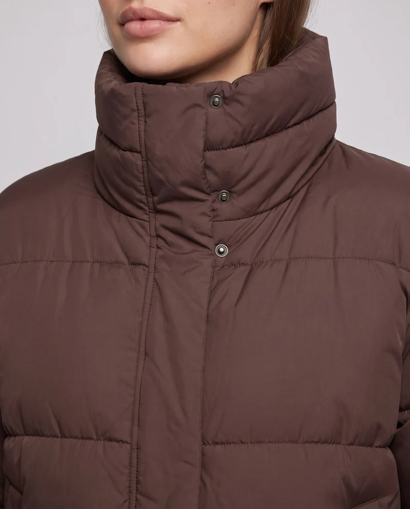 Damen Nan Boxy Kurz Steppjacke mit extrahohem Kapuzenbesatz und weichen Bündchen
