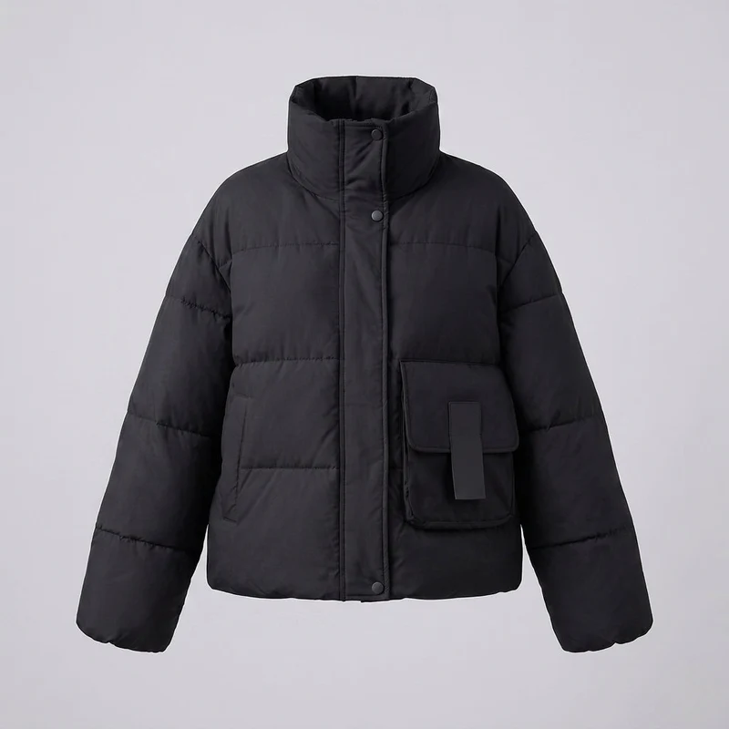 Damen Nan Boxy gepolsterter Alltags-Puffer mit seitlichen Cargo-Flaps und ergonomischem Schulterbesatz