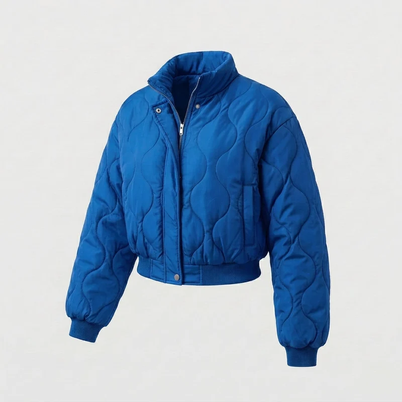 Damen Nan cropped gestepptes Bomberjacke mit organischem kreisförmigem Steppmuster und voluminösen Ärmeln