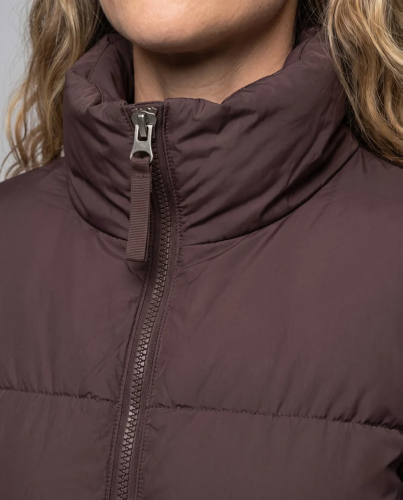 Damen cropped gesteppte Jacke mit übergroßer Kapuze, leichtem thermischem Futter und abgerundetem Saum
