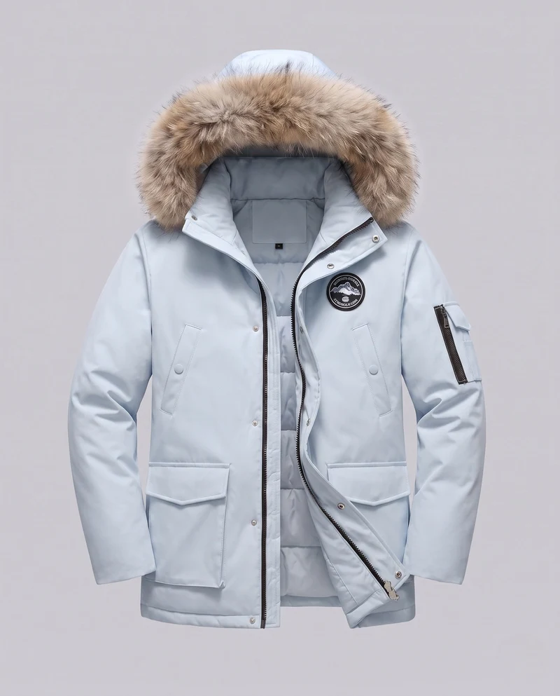 Damen nan funktionale kurze Parka mit abnehmbarem Kunstpelzkragen und Utility-Taschen