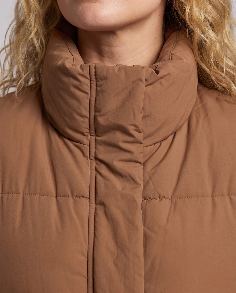 Damen unpolsterte oversized gesteppte Weste im weit geschnittenen Stil mit hohem Schalkragen und thermischer Füllung