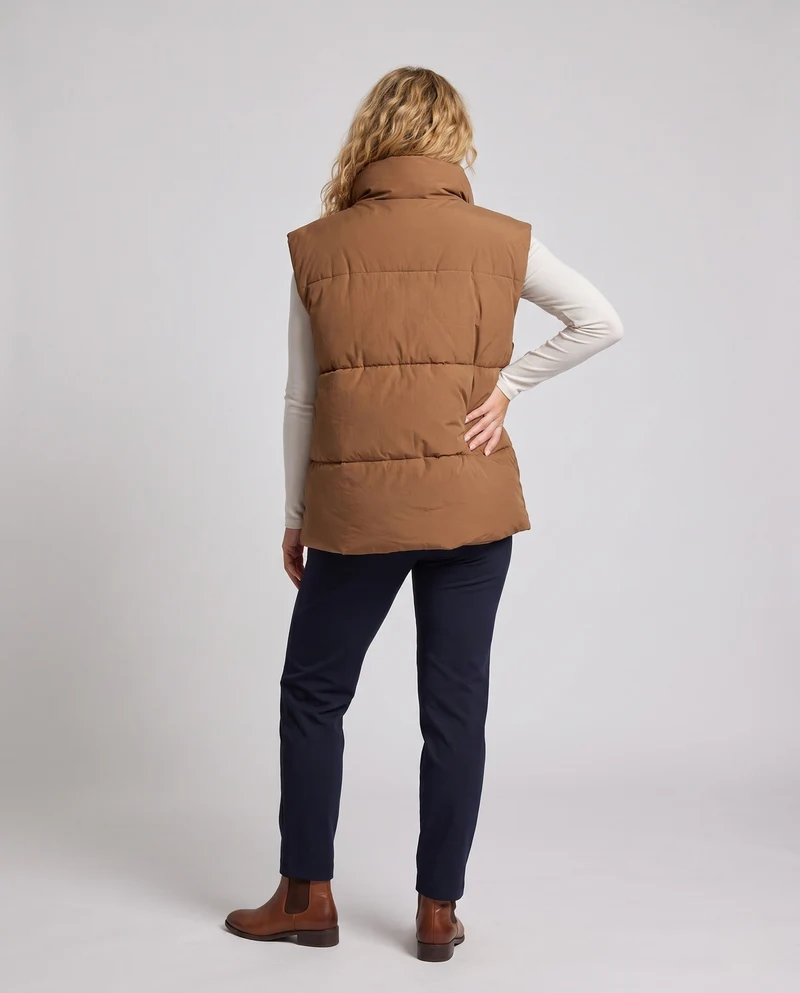Damen unpolsterte oversized gesteppte Weste im weit geschnittenen Stil mit hohem Schalkragen und thermischer Füllung
