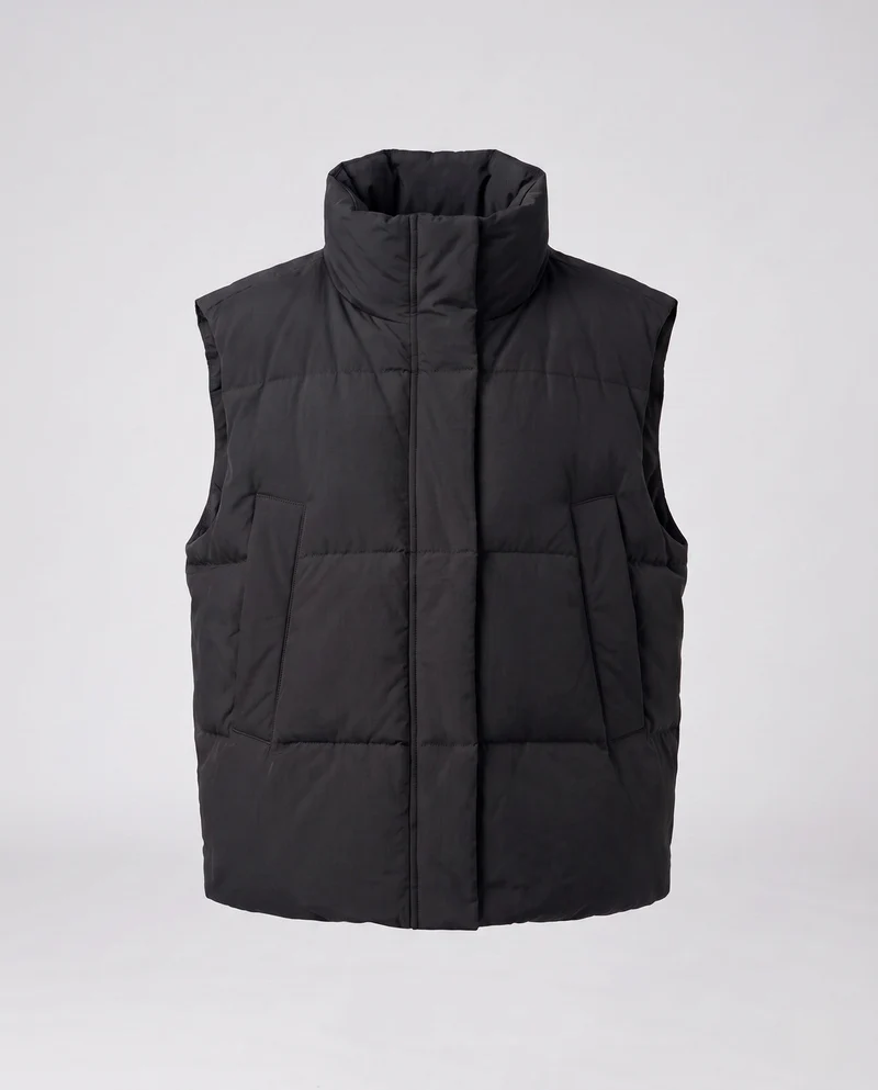 Damen unpolsterte oversized gesteppte Weste im weit geschnittenen Stil mit hohem Schalkragen und thermischer Füllung