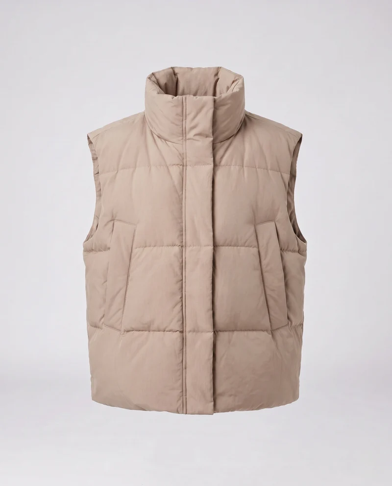 Damen unpolsterte oversized gesteppte Weste im weit geschnittenen Stil mit hohem Schalkragen und thermischer Füllung