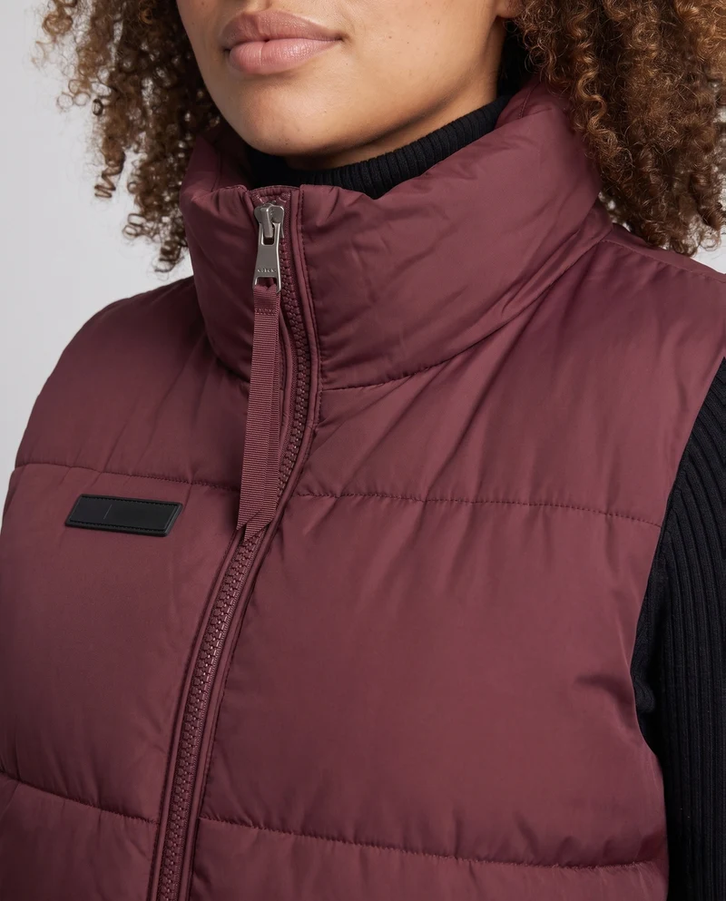 Damen nicht isolierte ärmellose Steppweste mit ergonomischer quadratischer Steppung und durchgehendem Reißverschluss