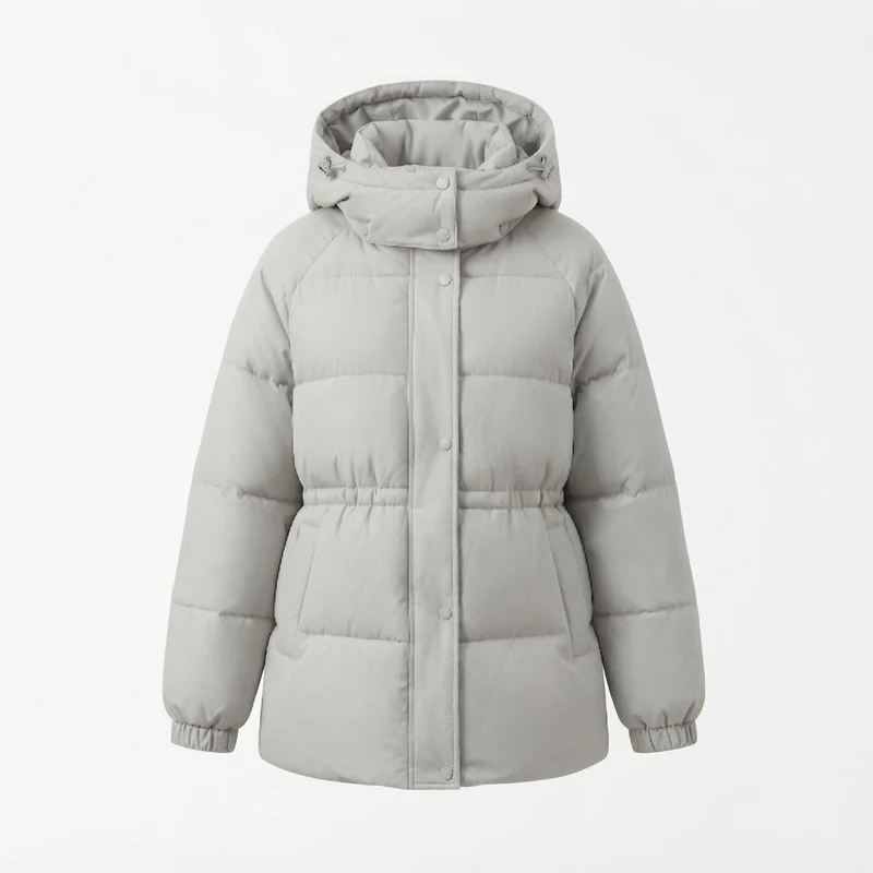 Damen Nan Kompakt Outdoor Daunenjacke mit hohem Kragen, Kinnschutz und elastischen Bündchen