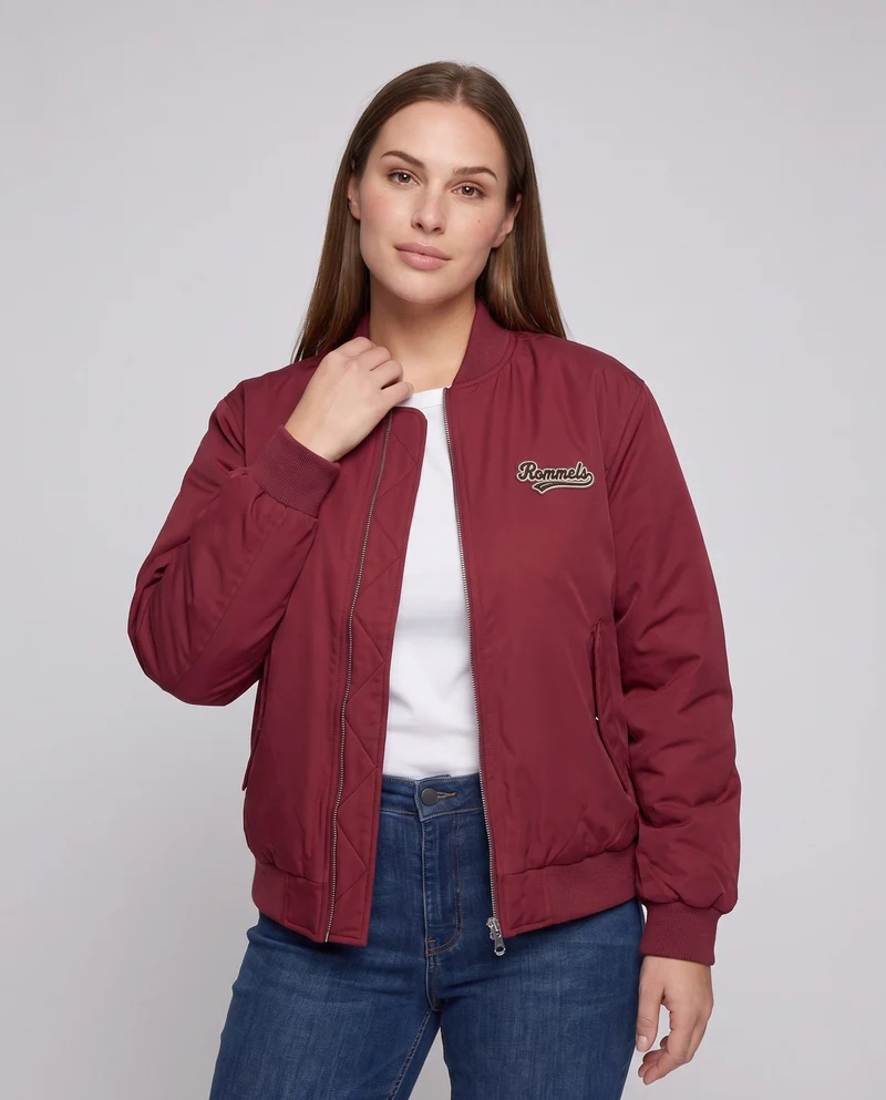 Damen kurze gesteppte Bomberjacke im Flugstil mit Armtasche und lässiger Passform