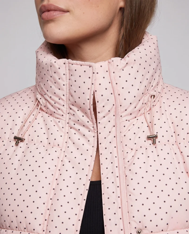 Damen kurze gestepptes Kapuzenjacke mit feiner Punktsteppung, leichtem thermischem Futter und verstellbarem Saum