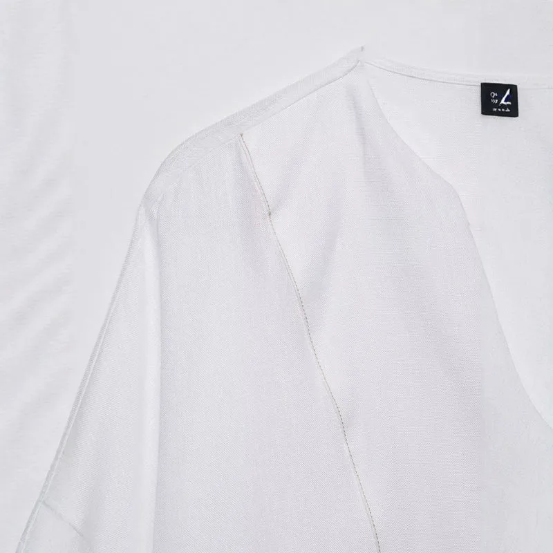 Damen Weites Tunika-Blusenshirt mit V‑Ausschnitt und halber Knopfleiste Drune