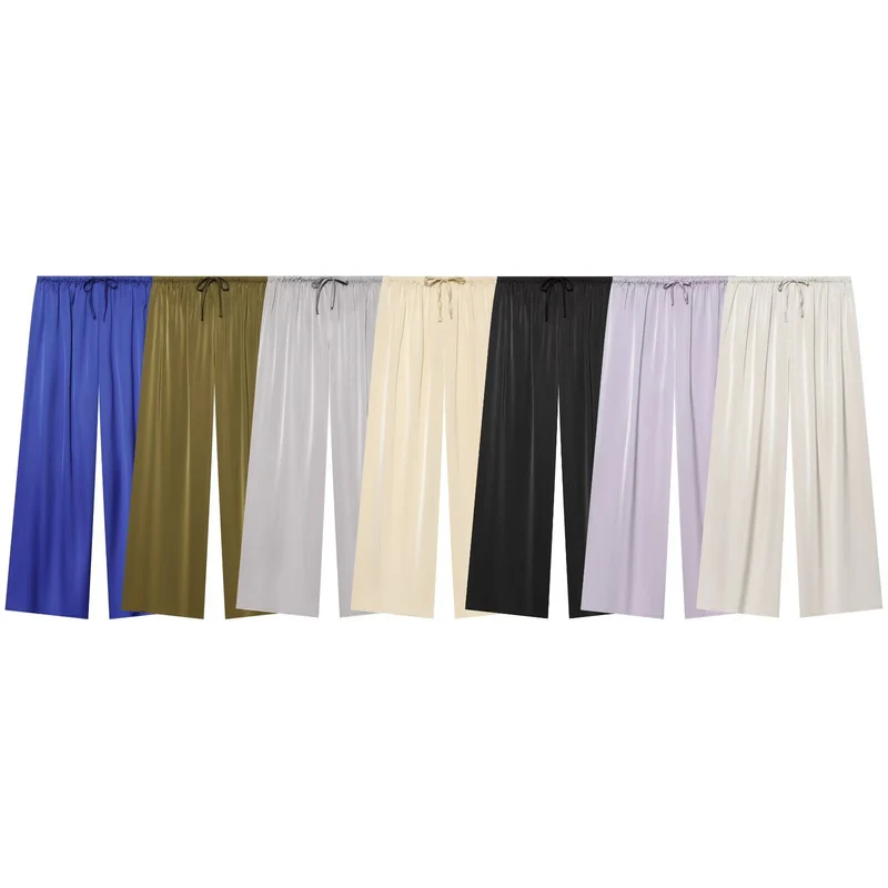 Damen Weite Satin-Palazzohose mit elastischem Tunnelzugbund Drune