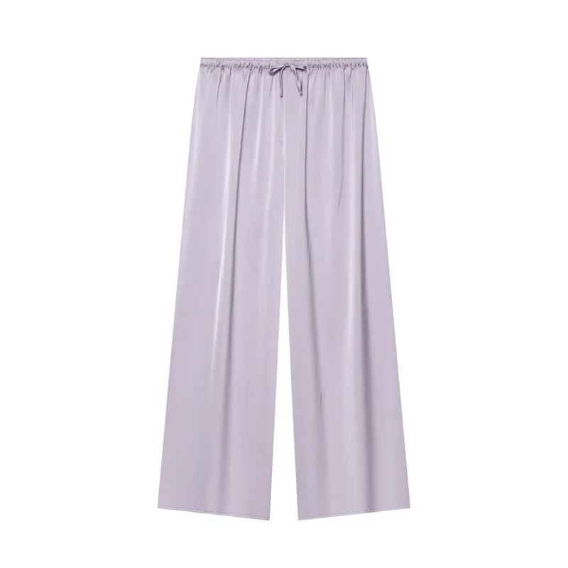 Damen Weite Satin-Palazzohose mit elastischem Tunnelzugbund Drune