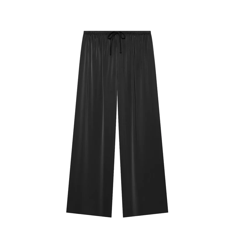 Damen Weite Satin-Palazzohose mit elastischem Tunnelzugbund Drune