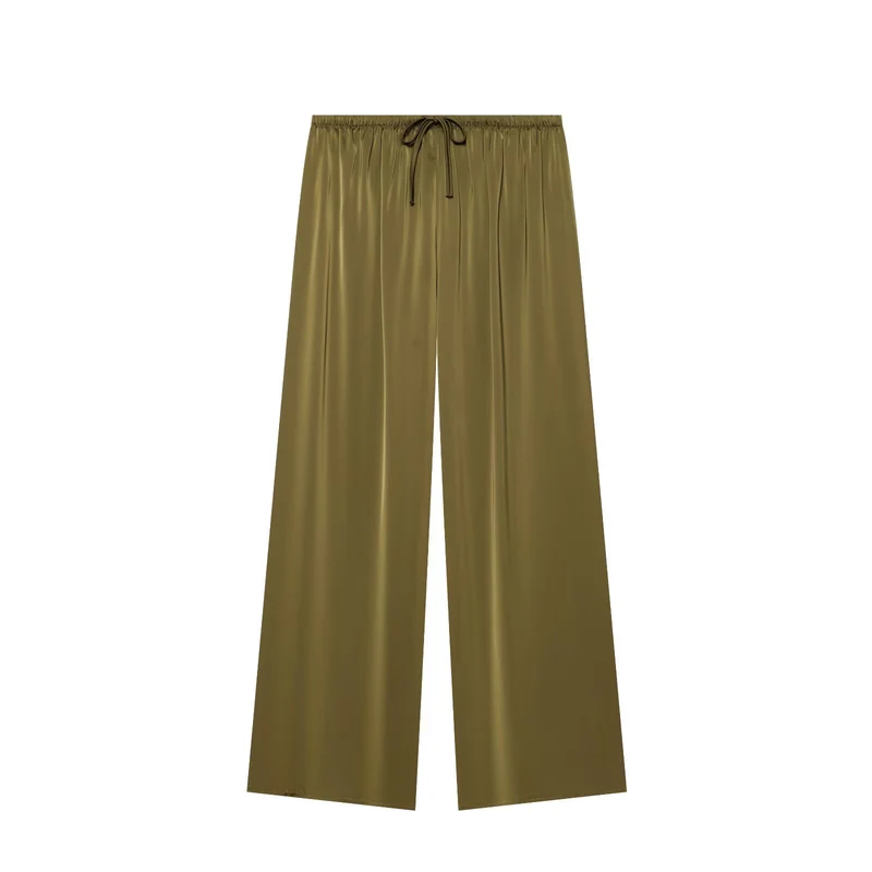 Damen Weite Satin-Palazzohose mit elastischem Tunnelzugbund Drune