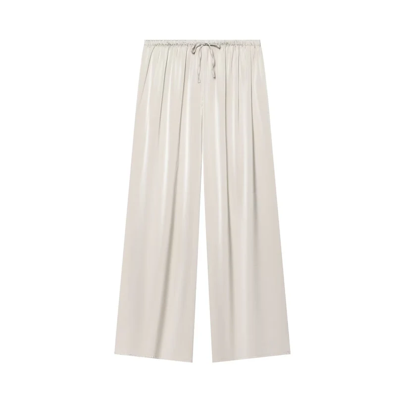 Damen Weite Satin-Palazzohose mit elastischem Tunnelzugbund Drune