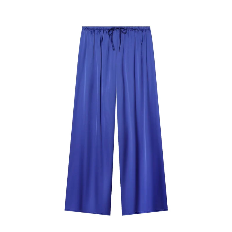 Damen Weite Satin-Palazzohose mit elastischem Tunnelzugbund Drune