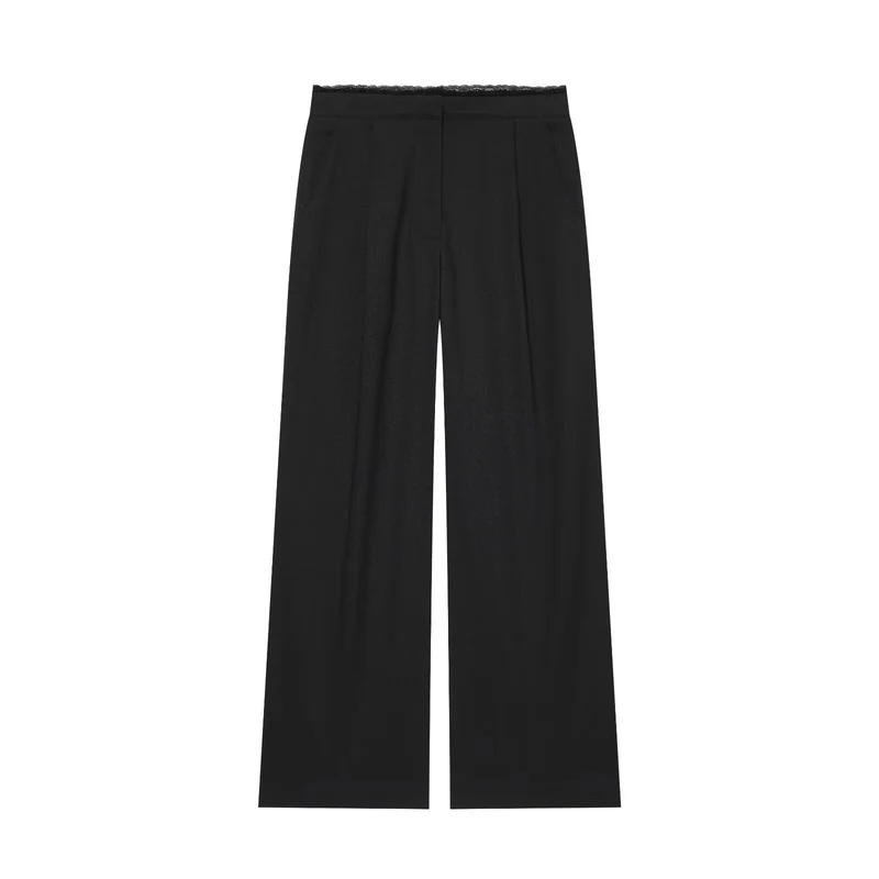 Damen Weite Palazzo‑Hose mit elastischem Spitzenbund und eleganter Bügelfalte Drune