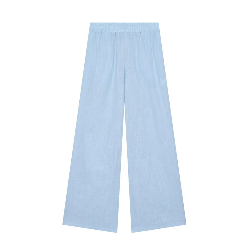 Damen Weite Palazzo-Hose in Leinenoptik mit elastischem Komfortbund Drune