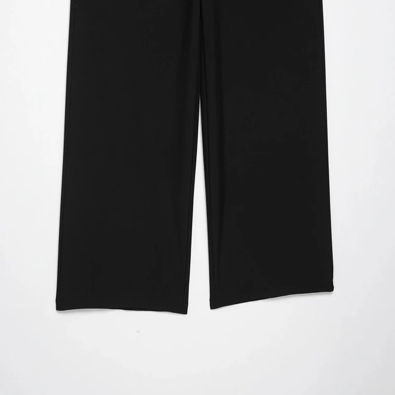 Damen Weite Highwaist-Hose mit Nietenbesatz und dekorativen Zierperlen Drune