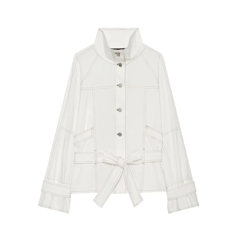 Damen Utility-Übergangsjacke mit Stehkragen und Taillengürtel Drune