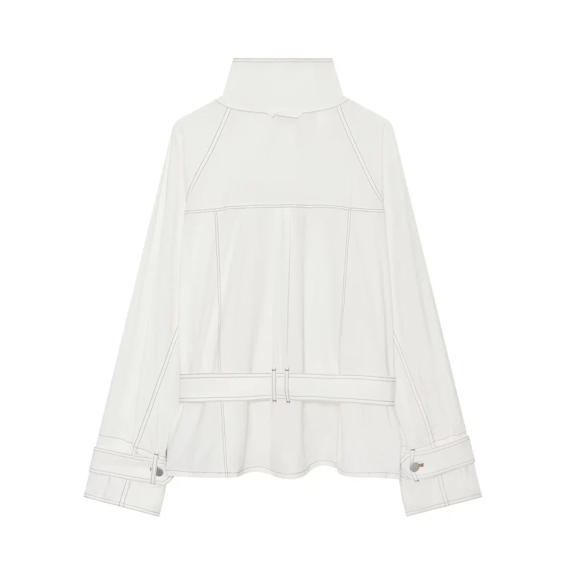 Damen Utility-Übergangsjacke mit Stehkragen und Taillengürtel Drune