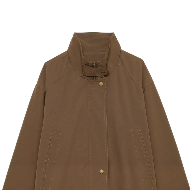 Damen Übergangsjacke mit Stehkragen, Tunnelzug und Utility-Taschen Drune