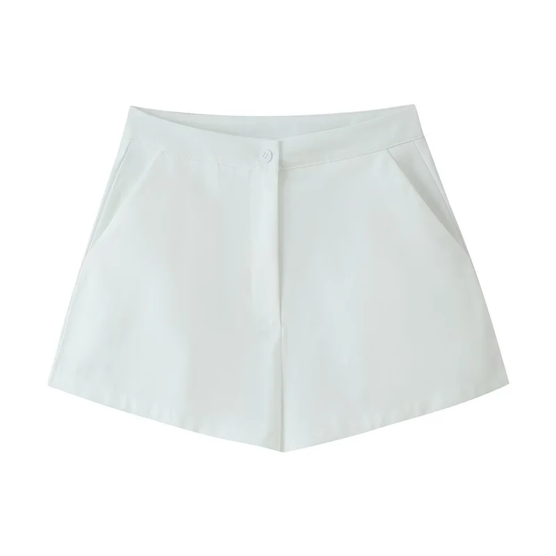 Damen Taillierter Zweiteiler mit Korsagen-Top, Mandarin-Kragen und High‑Waist Tailored Shorts Drune