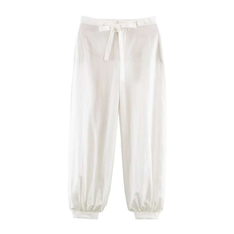 Damen Satin-Lounge-Zweiteiler mit Reversbluse und Highwaist-Joggerhose Drune