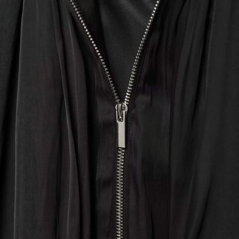 Damen Plissierte Cape-Jacke mit Reißverschluss und Stehkrragen Drune
