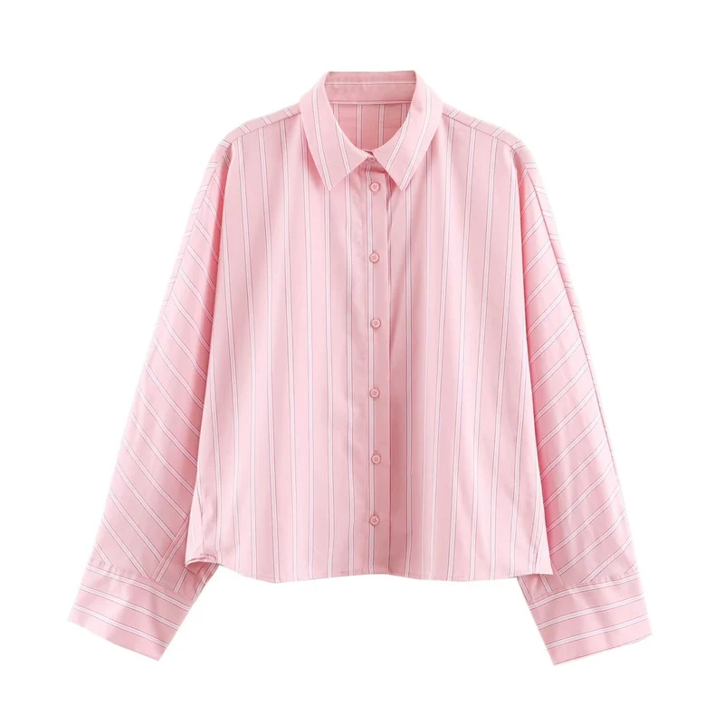 Damen Oversize-Streifenhemd mit Kentkragen und langen Manschetten Drune