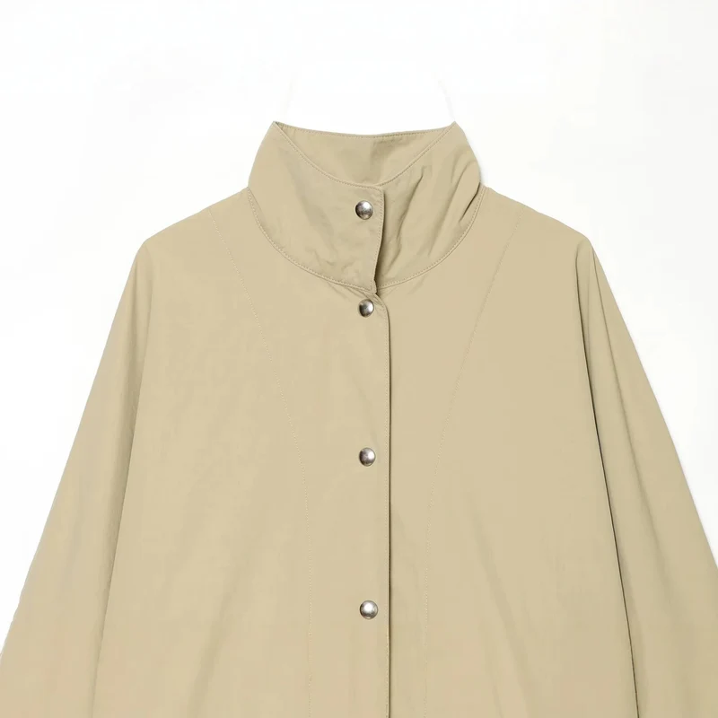 Damen Oversize Regenponcho‑Mantel mit Stehkragen und Druckknopfleiste Drune