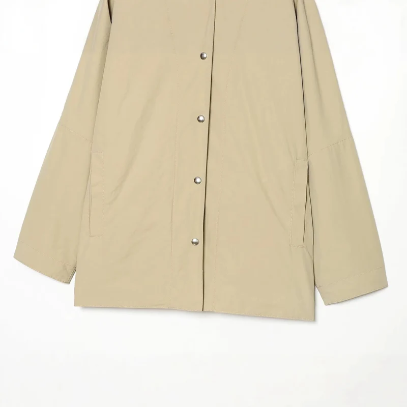 Damen Oversize Regenponcho‑Mantel mit Stehkragen und Druckknopfleiste Drune