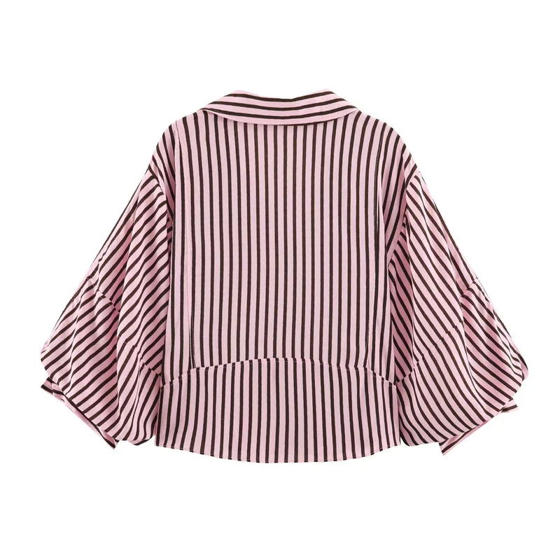 Damen Oversize-Hemdbluse mit tiefem V-Ausschnitt und Ballonärmeln Drune
