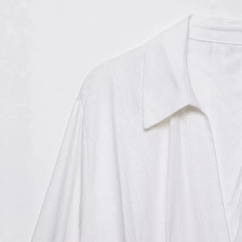 Damen Oversize-Bluse mit weitem Schnitt, tiefem V‑Ausschnitt und elastischem Saum Drune