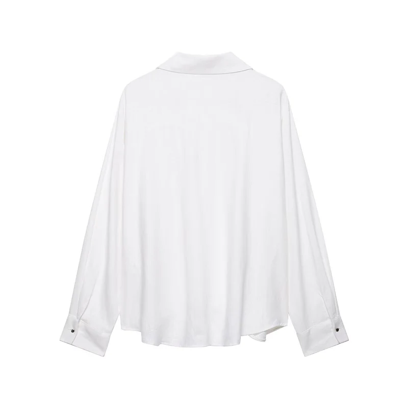 Damen Oversize-Bluse mit weitem Schnitt, tiefem V‑Ausschnitt und elastischem Saum Drune