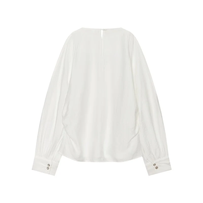 Damen Oversize-Bluse mit Ballonärmeln und Manschetten Drune