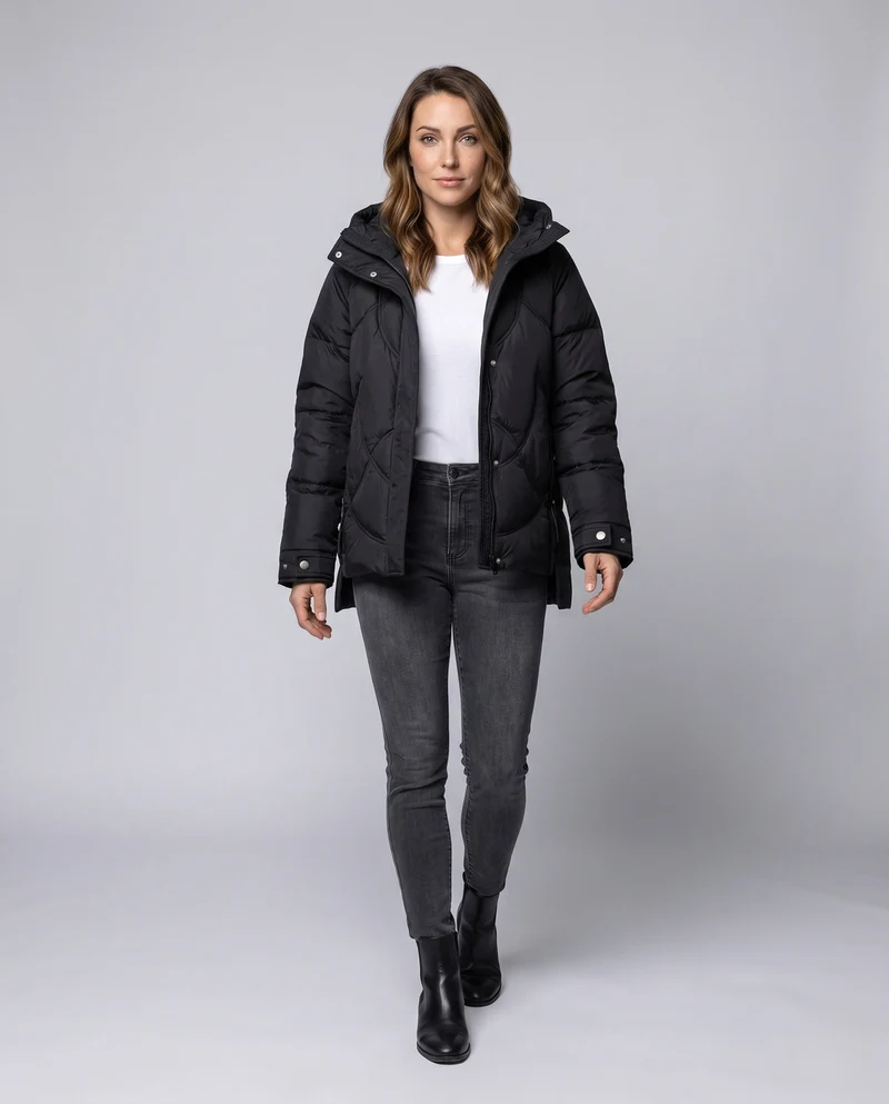Damen kurze gesteppte Thermojacke