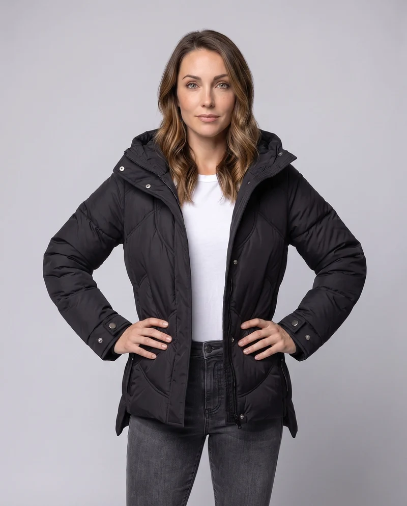Damen kurze gesteppte Thermojacke