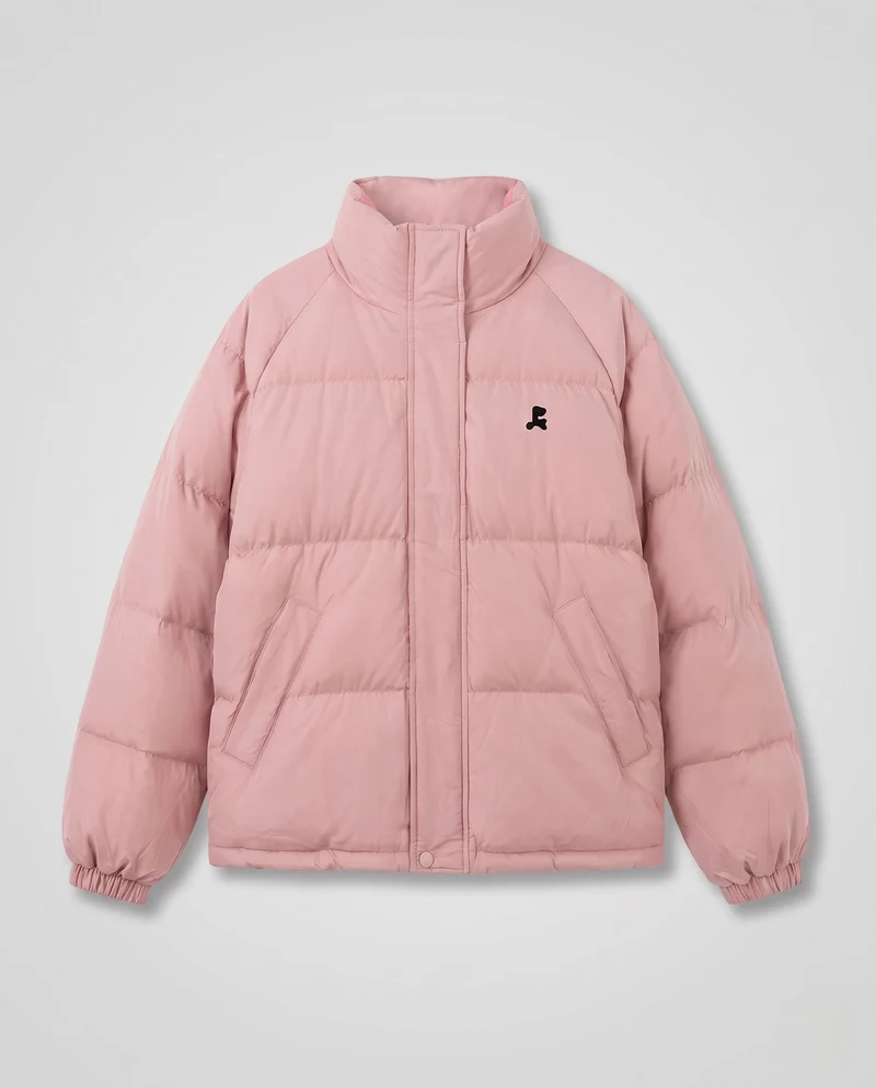 Damen kurze oversized gesteppte Jacke mit hochschließendem Kragen und verdeckter Druckknopfleiste